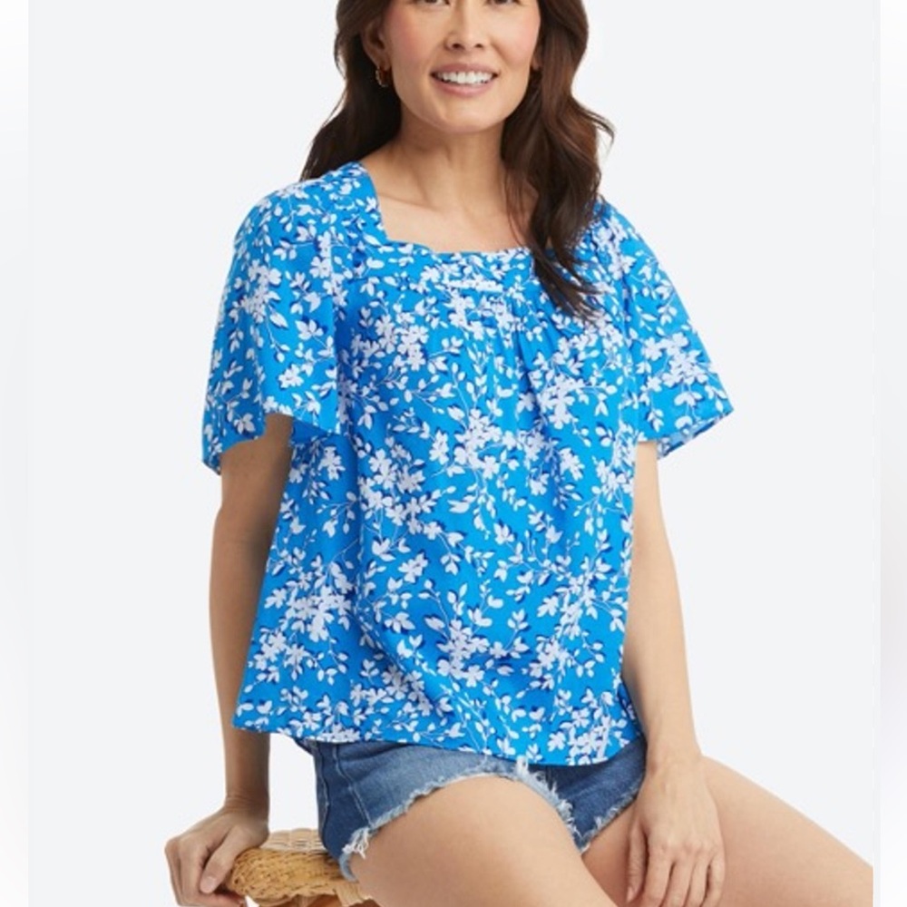 DRAPER JAMES - Maren Top in Bluebell Shadow Flora Lillian June Sz L